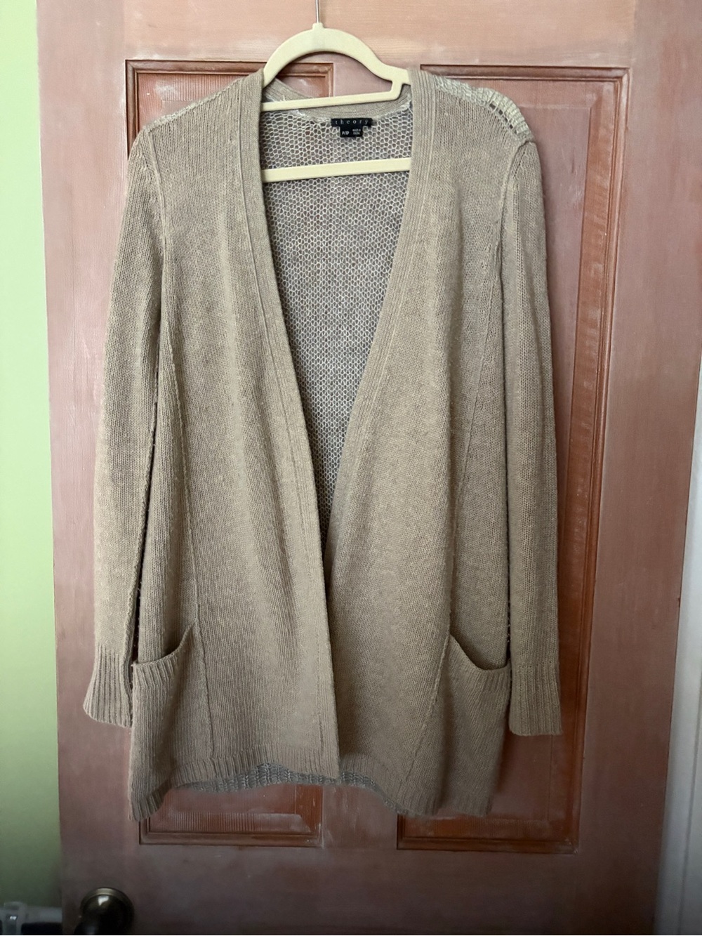 Light Olive Open-Front Women's Cardigan Sweater Theory